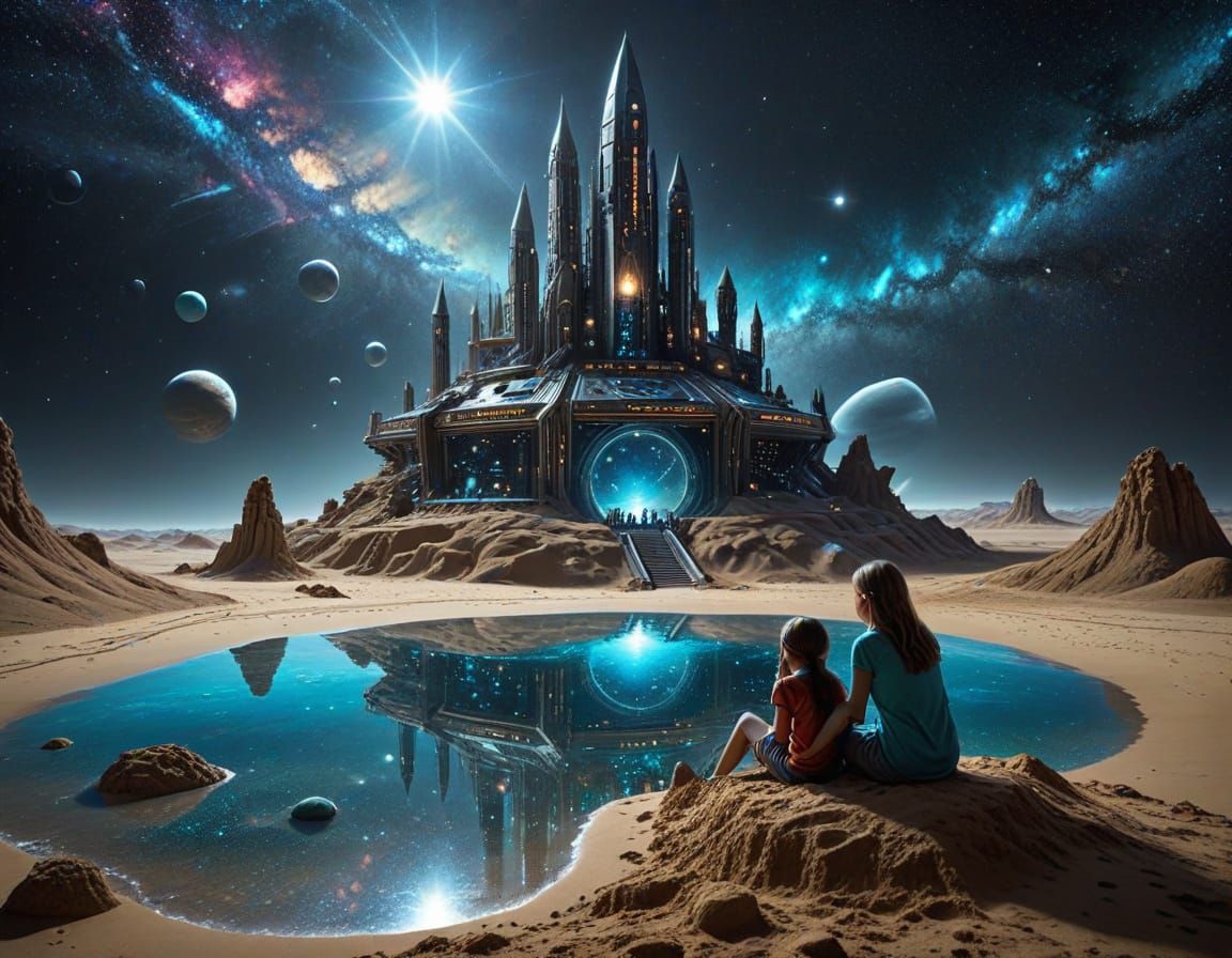 Family Photo Inside Spaceship on Alien World