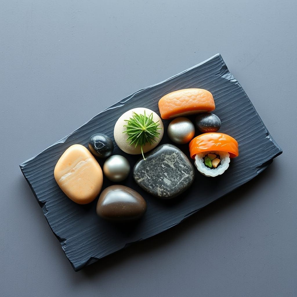 Stone Sushi: A Minimalist Rock Garden Still Life