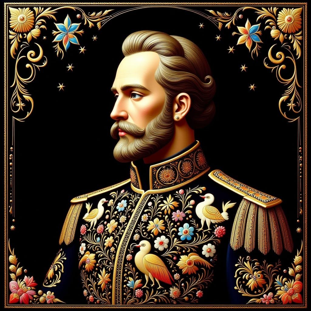 Elegant Russian Gentleman in Opulent Palekh Style