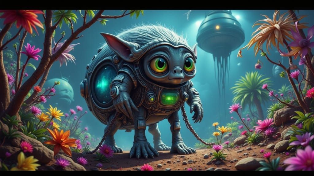 Alien Explorer Emerges on Bioluminescent Planet