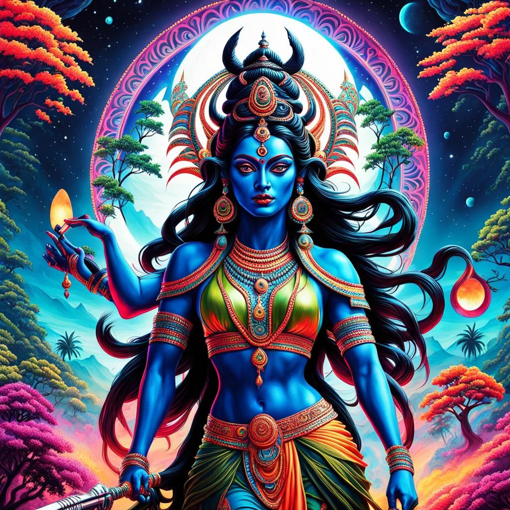 Goddess Kali in Psychedelic Alien World