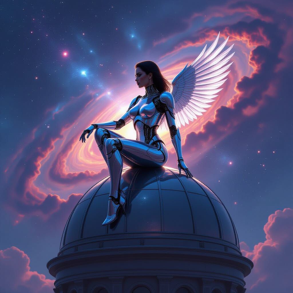 Quicksilver Terminator on Observatory Amidst Nebula