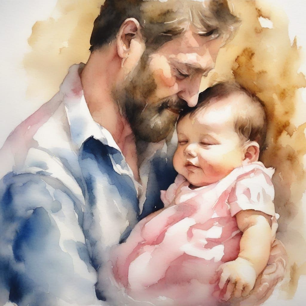 Father's Gentle Love in Soft Watercolor