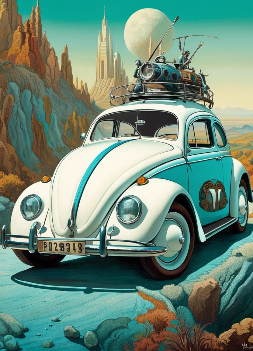 Surreal Turquoise Beetle in Detailed Matte Painting