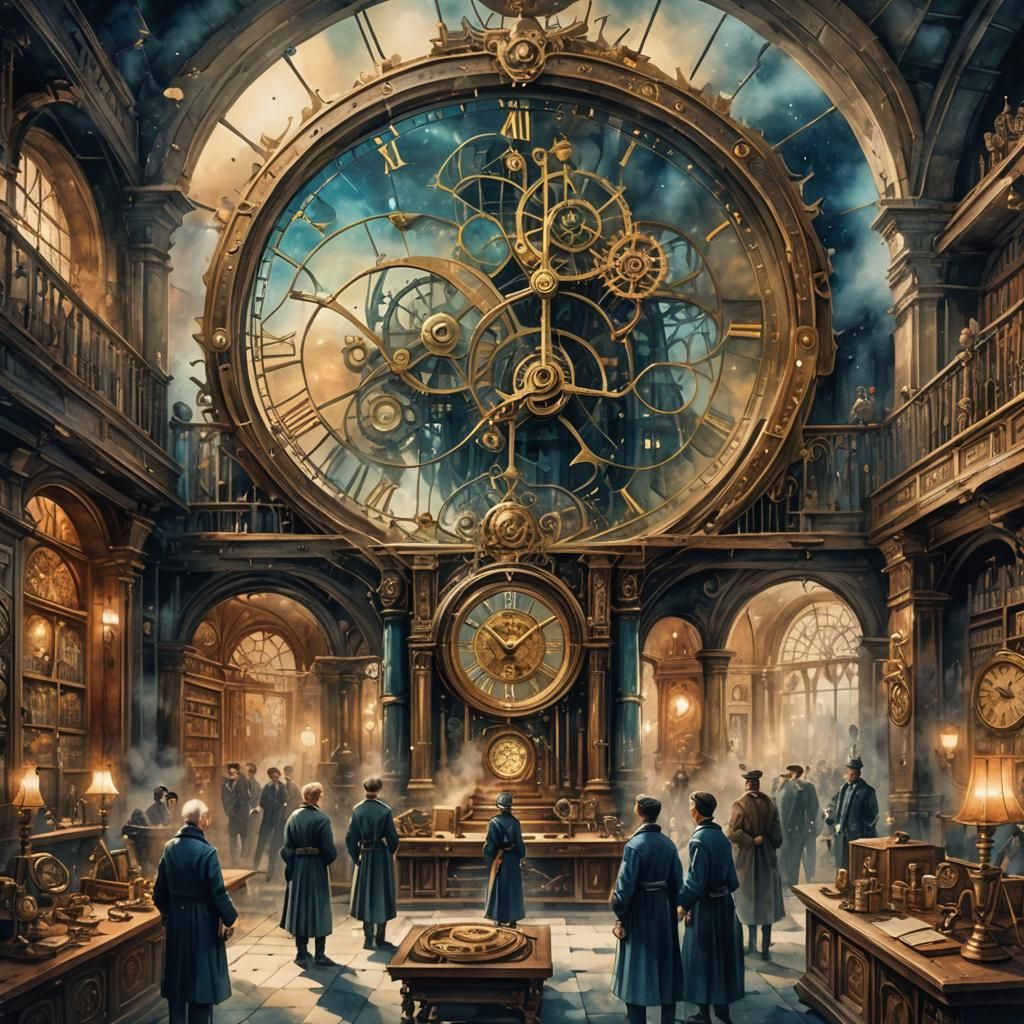 Clockmakers' Secret Society: Watercolor Digital Painting