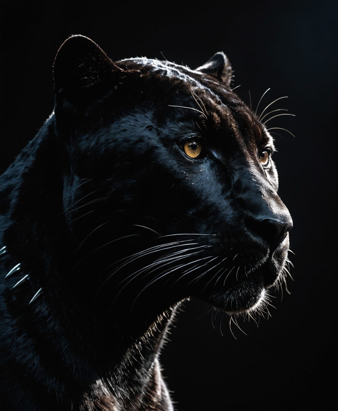 Mysterious Black Panther Silhouetted in Spotlight