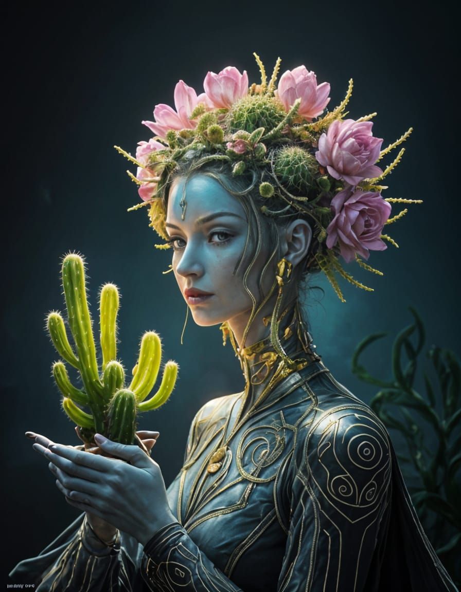 An Alien Bearing Gifts of Cacti