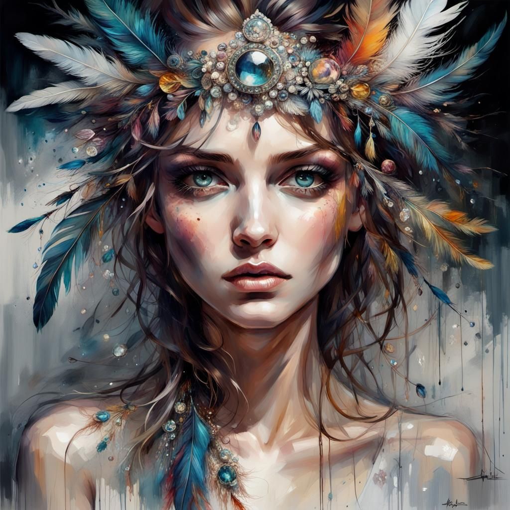 Expressive Woman Portrait with Bohemian Eyes