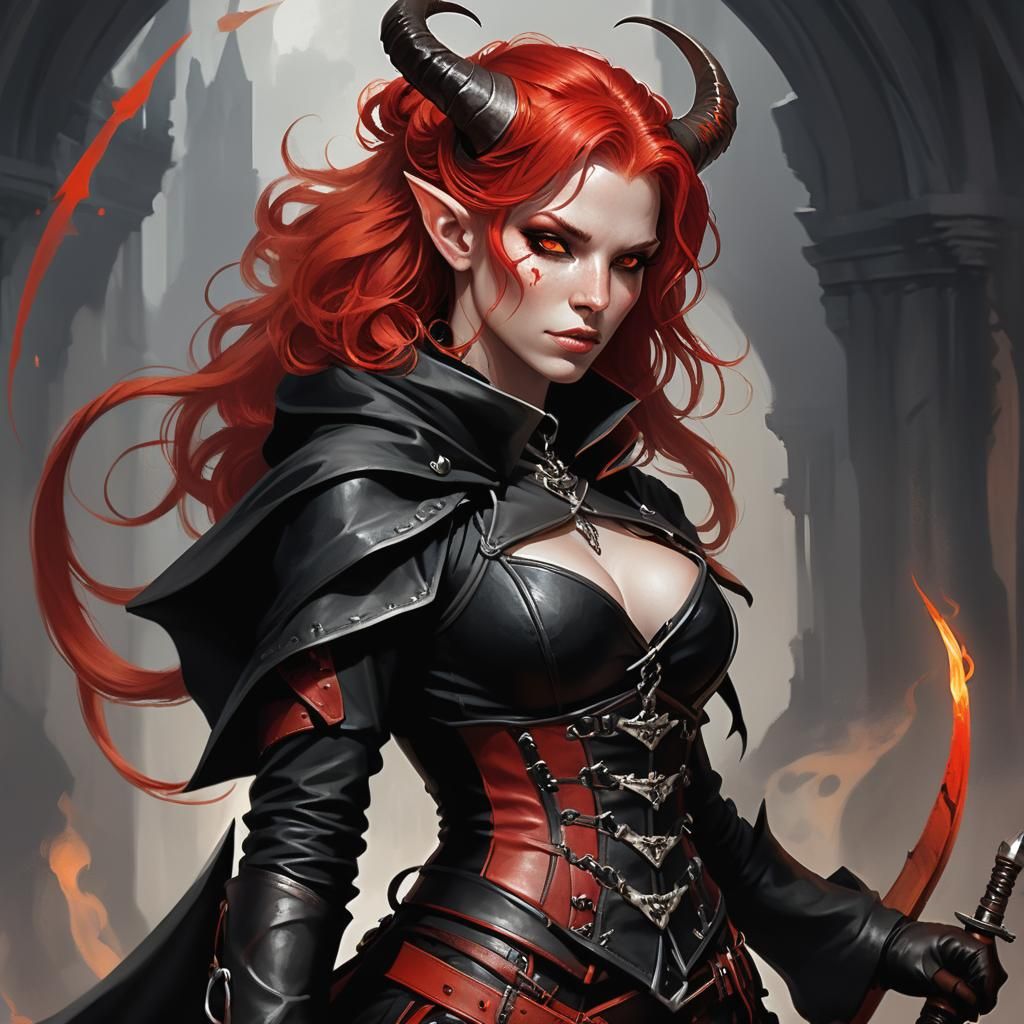 Baalzebul Tiefling Concept Art in Dark Fantasy Style