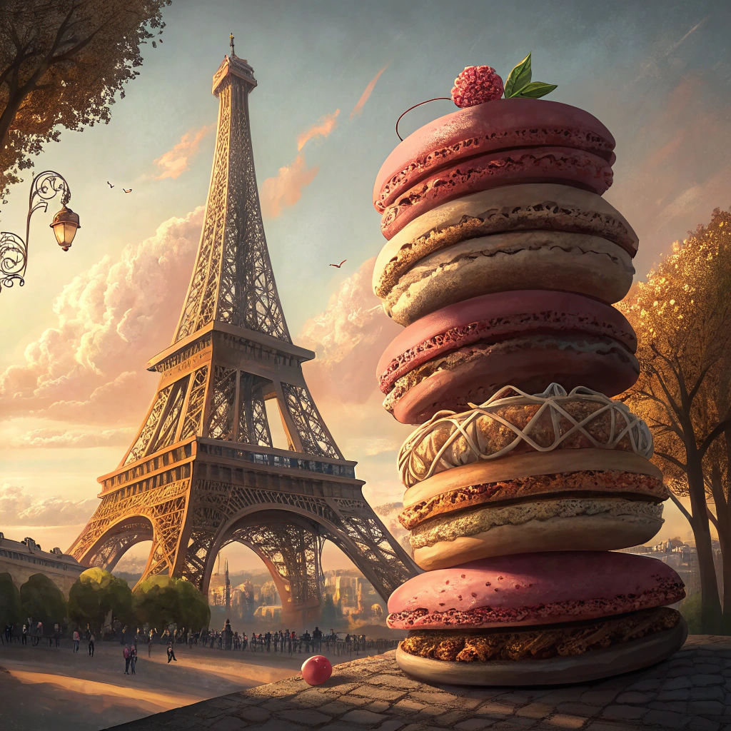 Colossal Macaron Stands Before Eiffel Tower