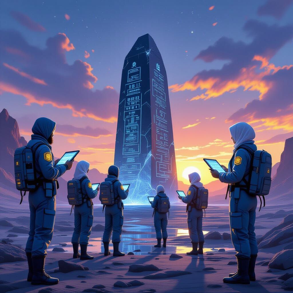 Scientists Studying Monolith on Alien Planet as Anime Key Vi...