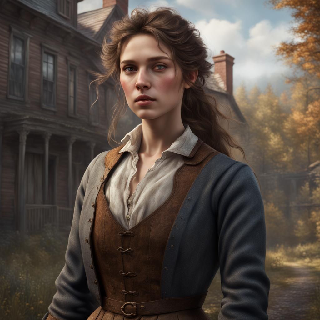 Independent Woman in 1860s Massachusetts: Matte Painting