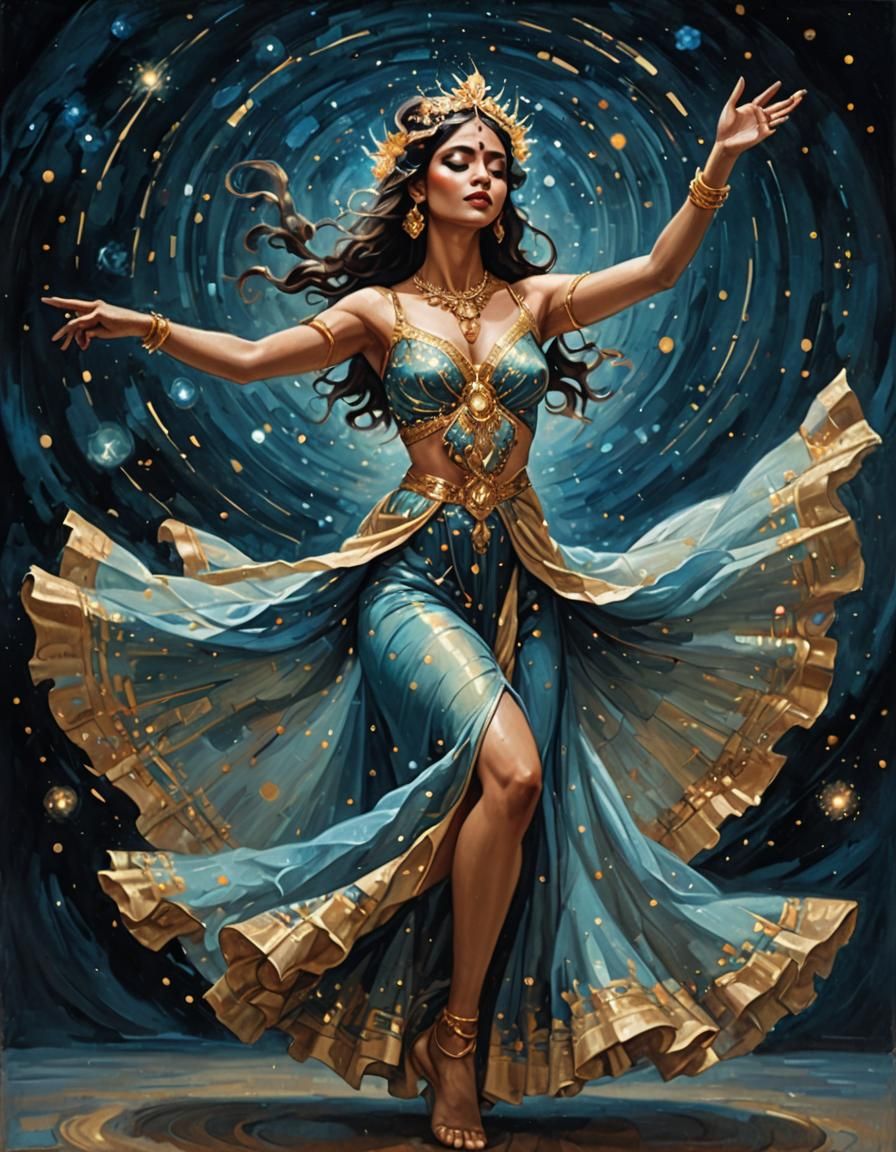 Abstract Cosmic Dancer in Dreamlike Style