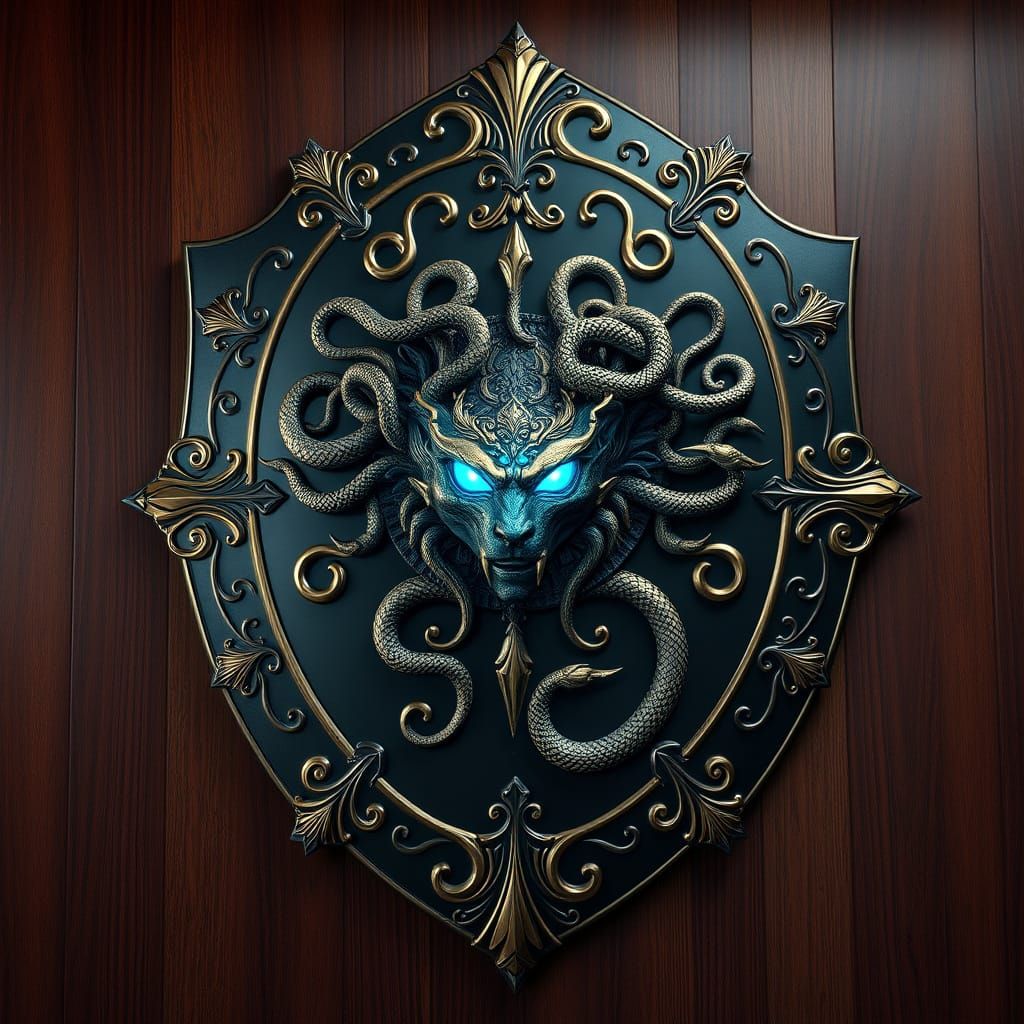 Majestic Family Crest in Hyper-Realistic Fantasy Style