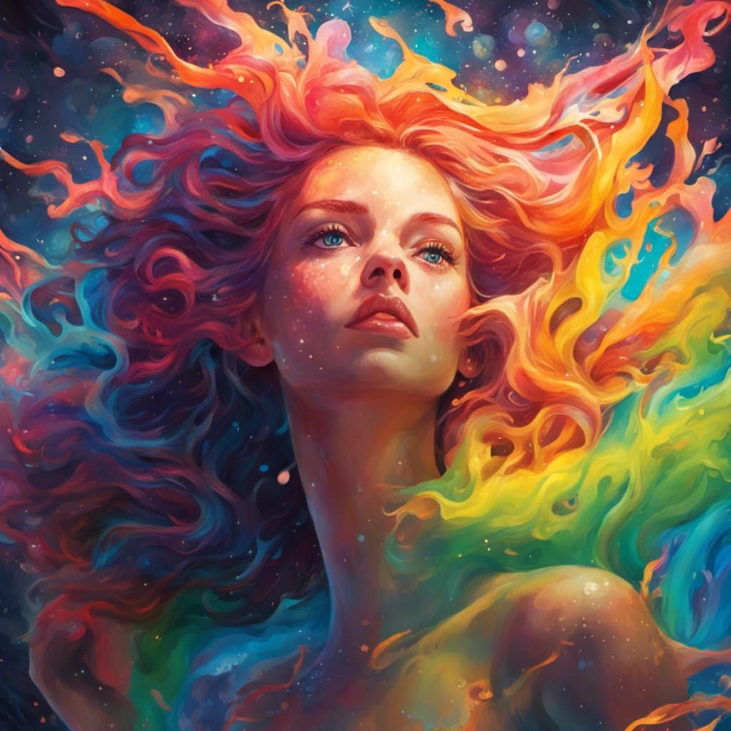 Rainbow Mermaids in Hyperrealistic Splash Art Style