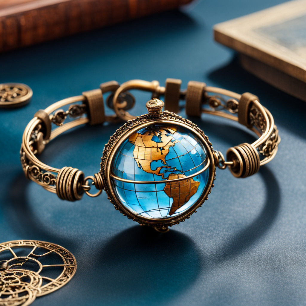 Steampunk Globe Bracelet with Gemstone Accents