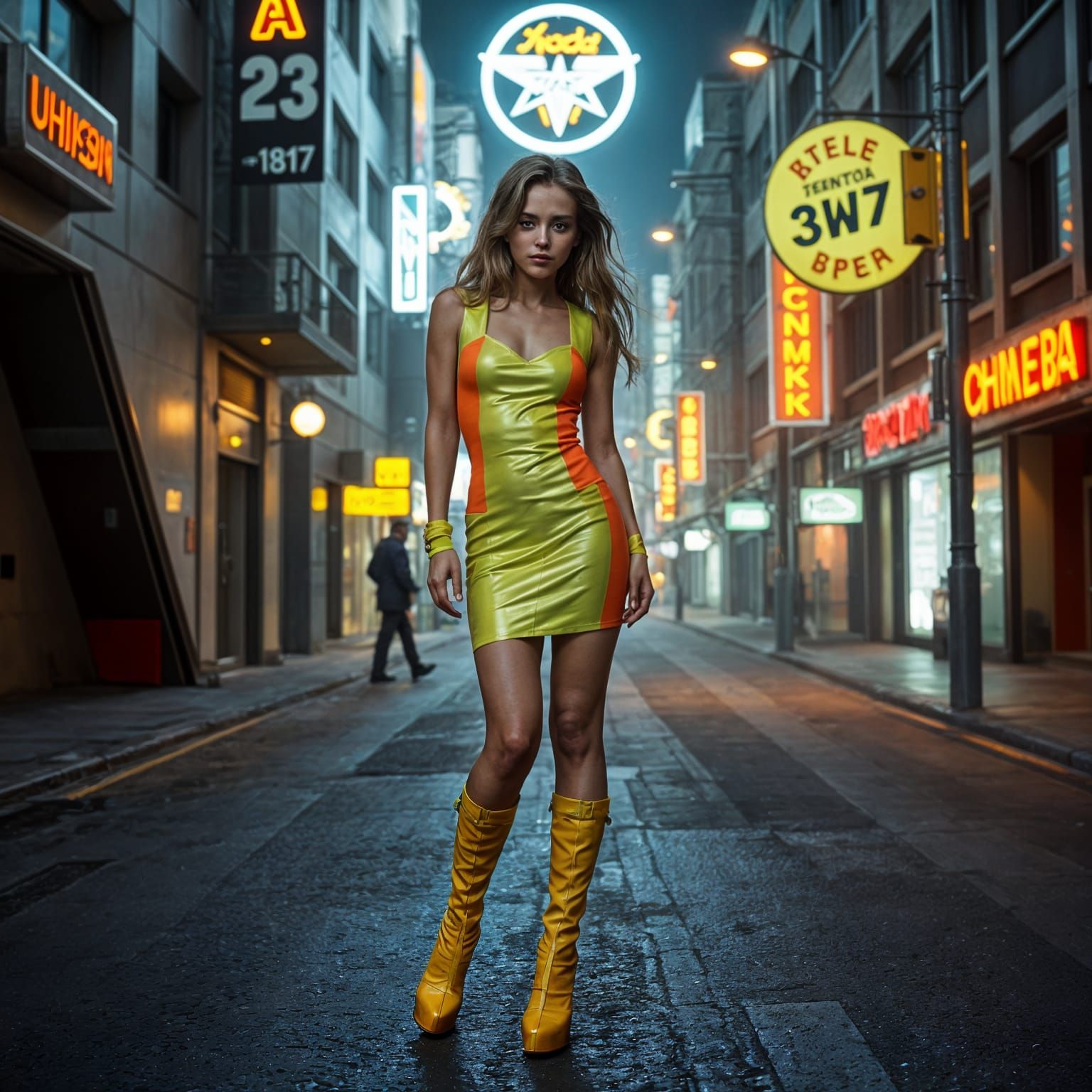 Voltage Clash: Neon Green and Neon Orange Run the Night