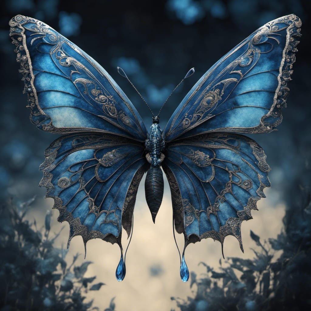 Blue Butterfly with Cinematic Background