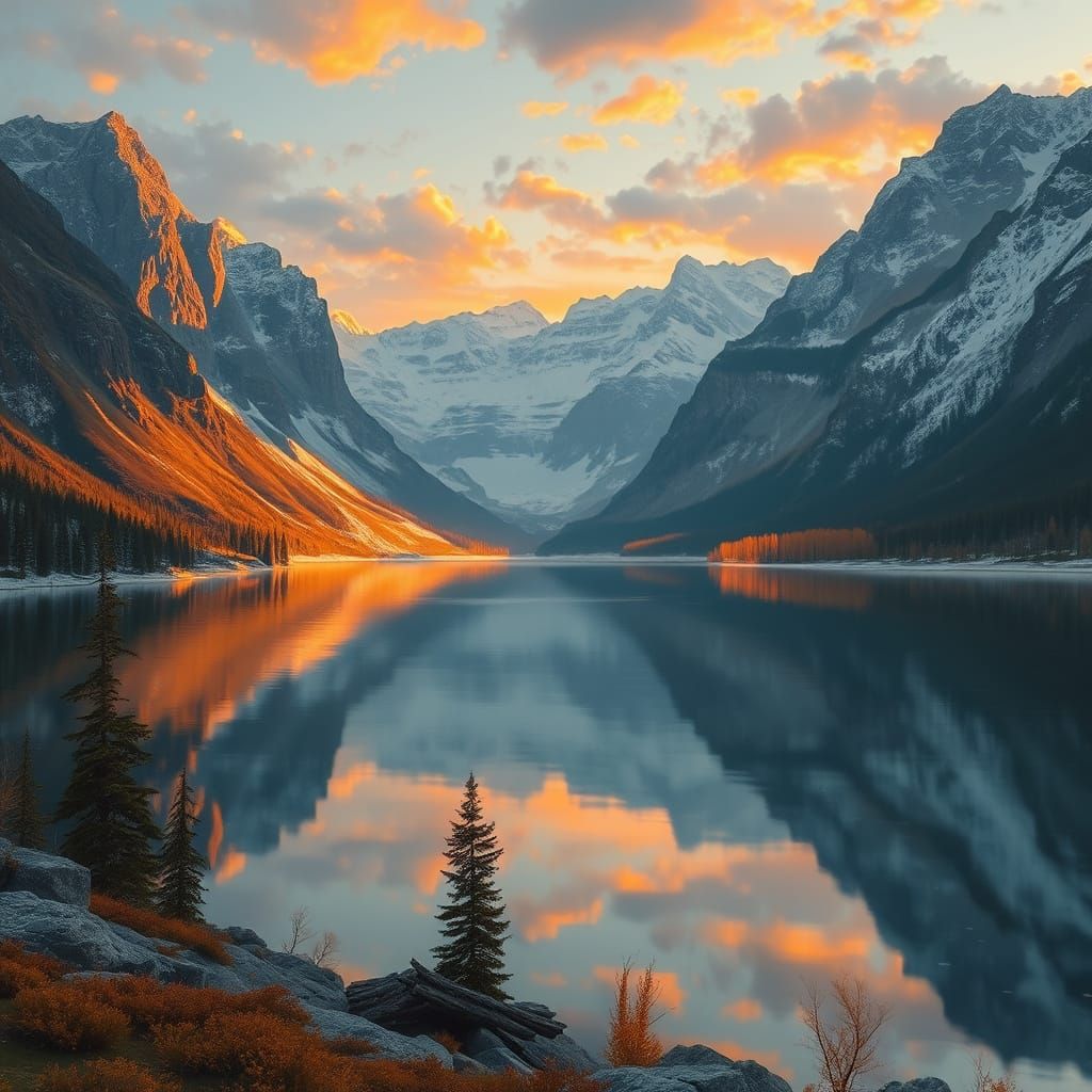 Serene Lake Landscape in Soft Romanticism Style