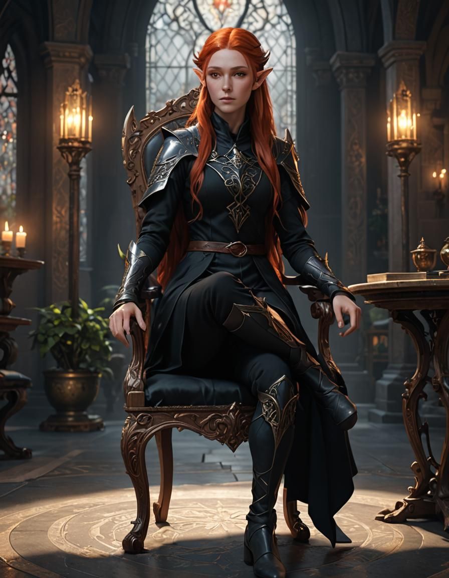 Elegant Elven Spymistress in 3D Anime Style