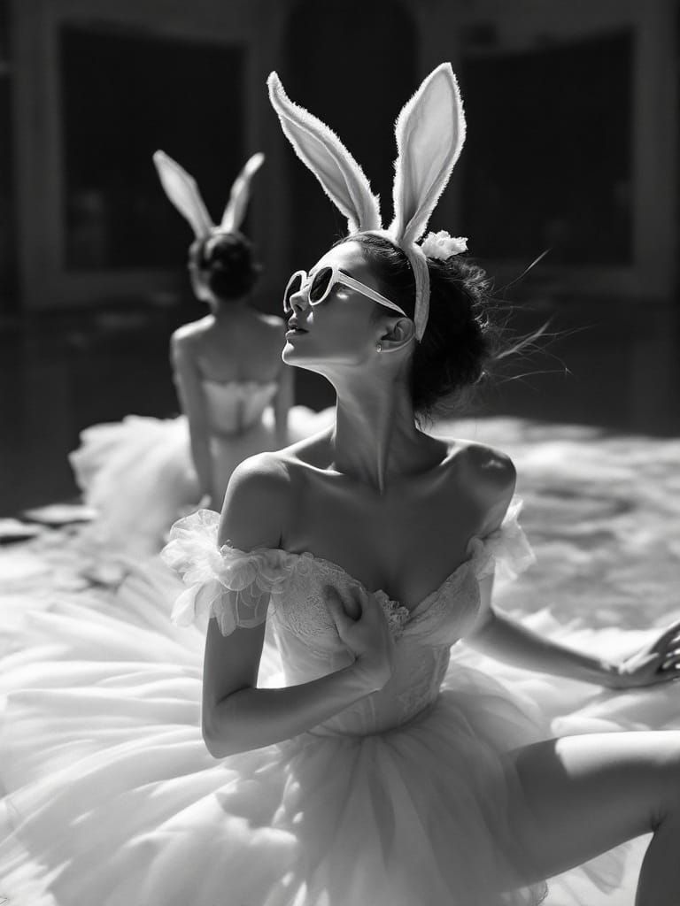 Ballerinas with Rabbit Ears and Sunglasses in Candid Moments