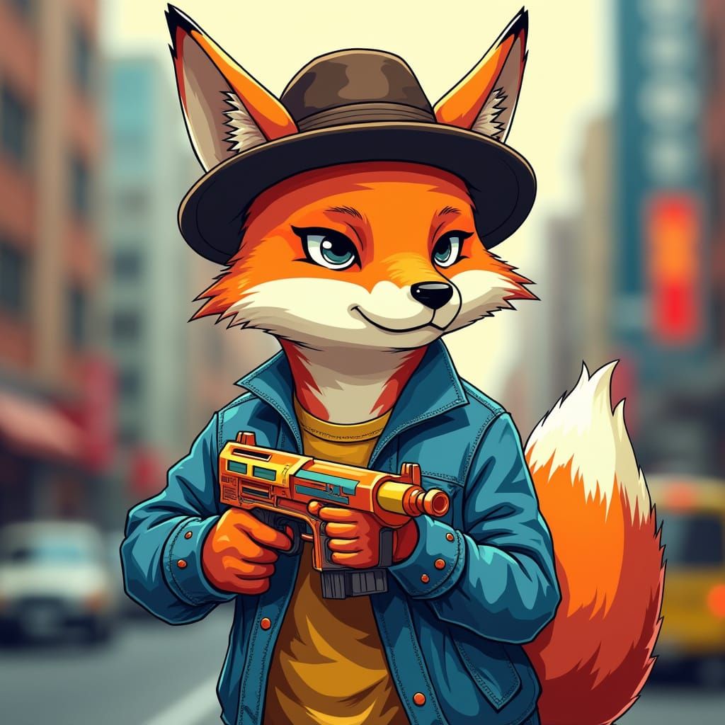 Whimsical Fox in Trendy Outfit