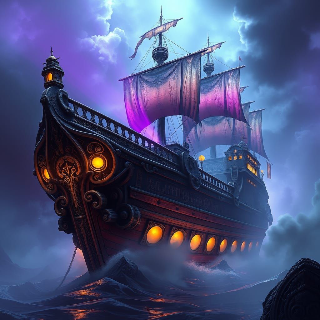 Dark Fantasy Ship Concept Art