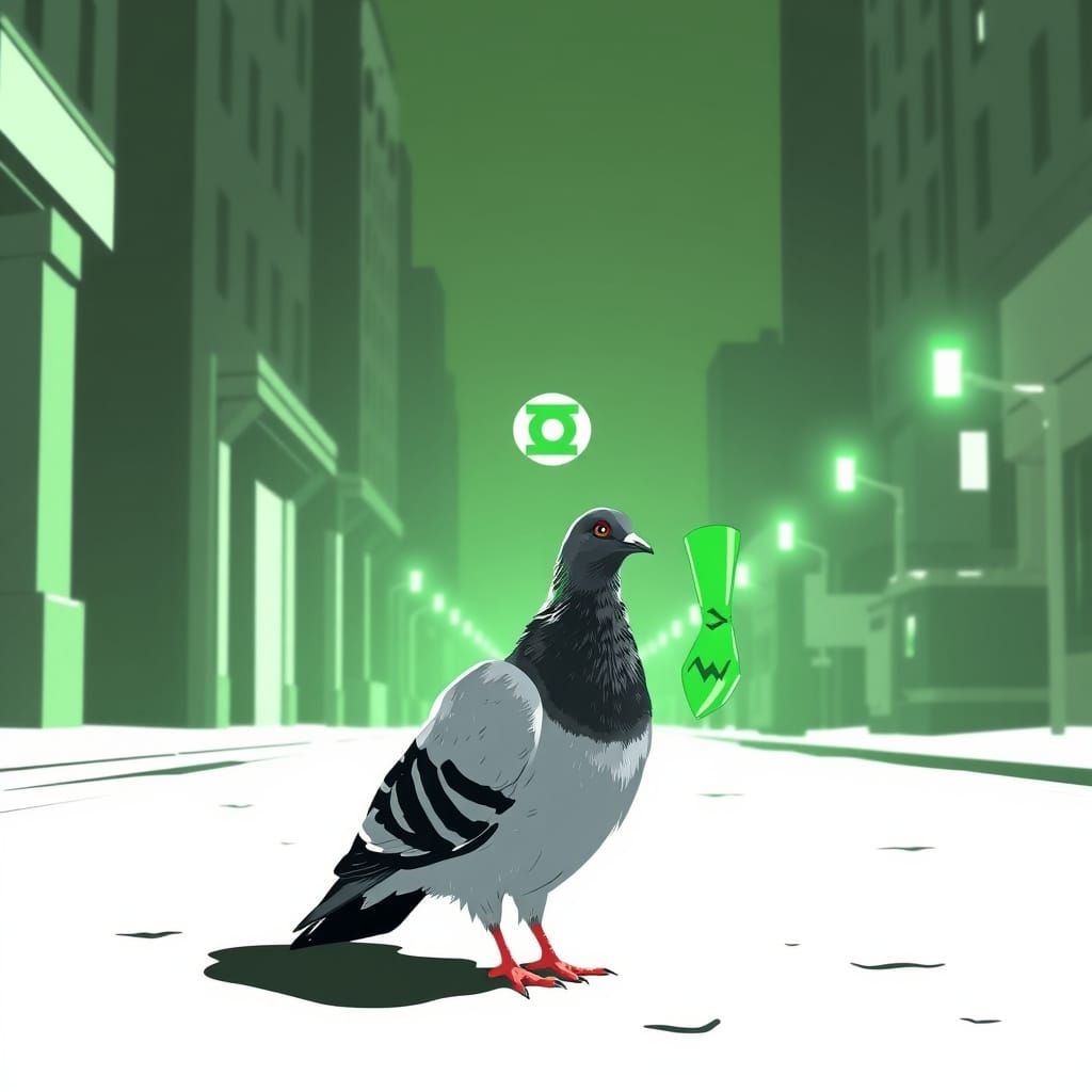 Green Lantern Alan Scott Creates Pigeon in Striking Green an...