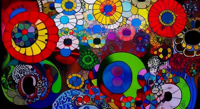 Kaleidoscopic Garden River in Surrealist Pop Art Style