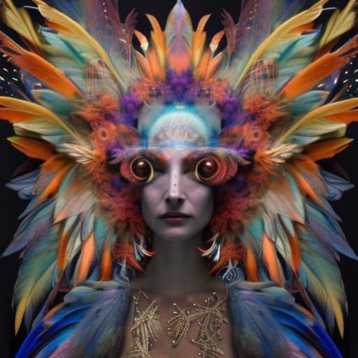 Intricate Bird Person in Astral Illustration