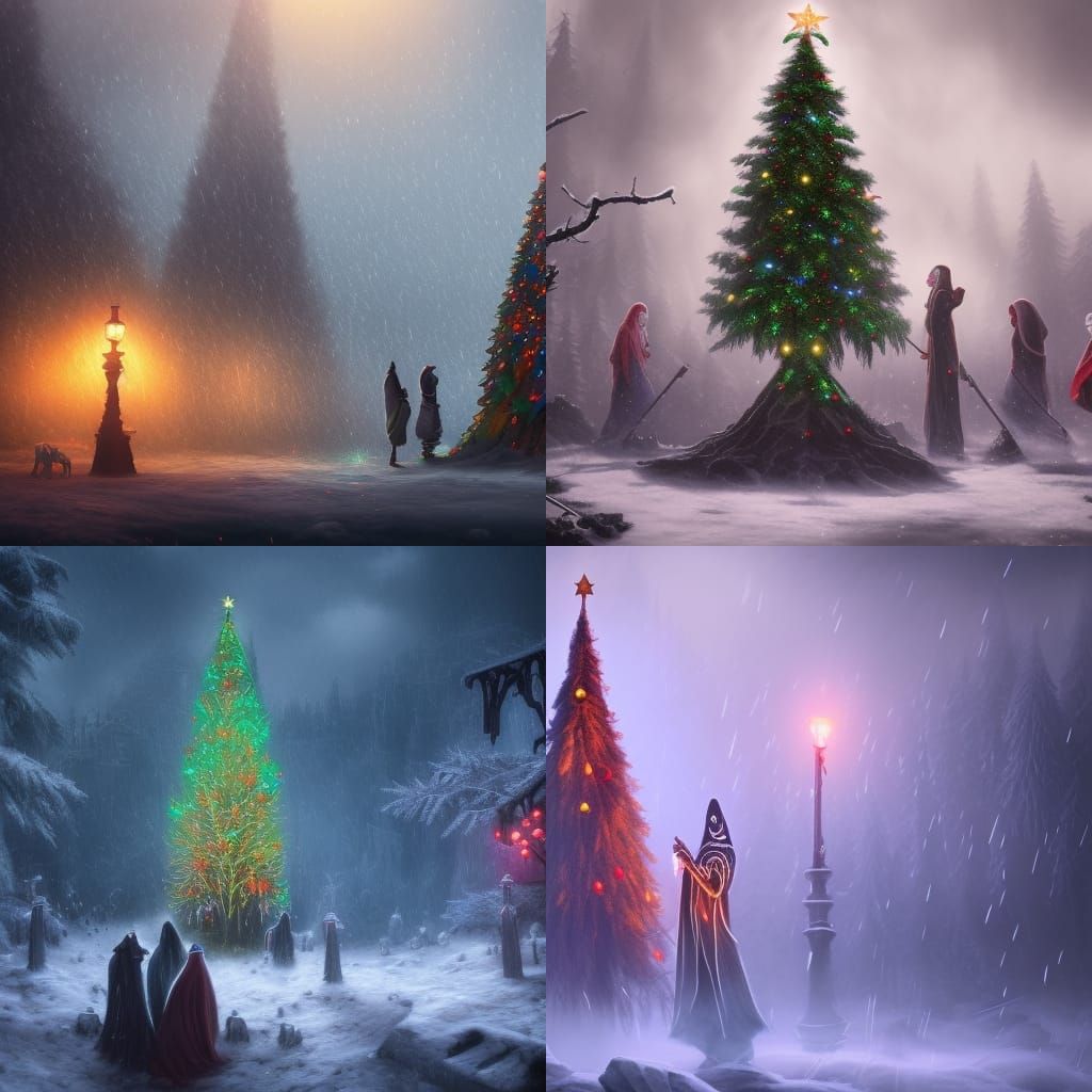 Grim Reaper Celebrates Christmas: Fantasy Concept Art