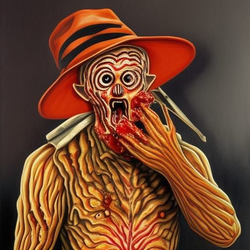 Freddy Krueger's Detailed Zombie Feast Painting