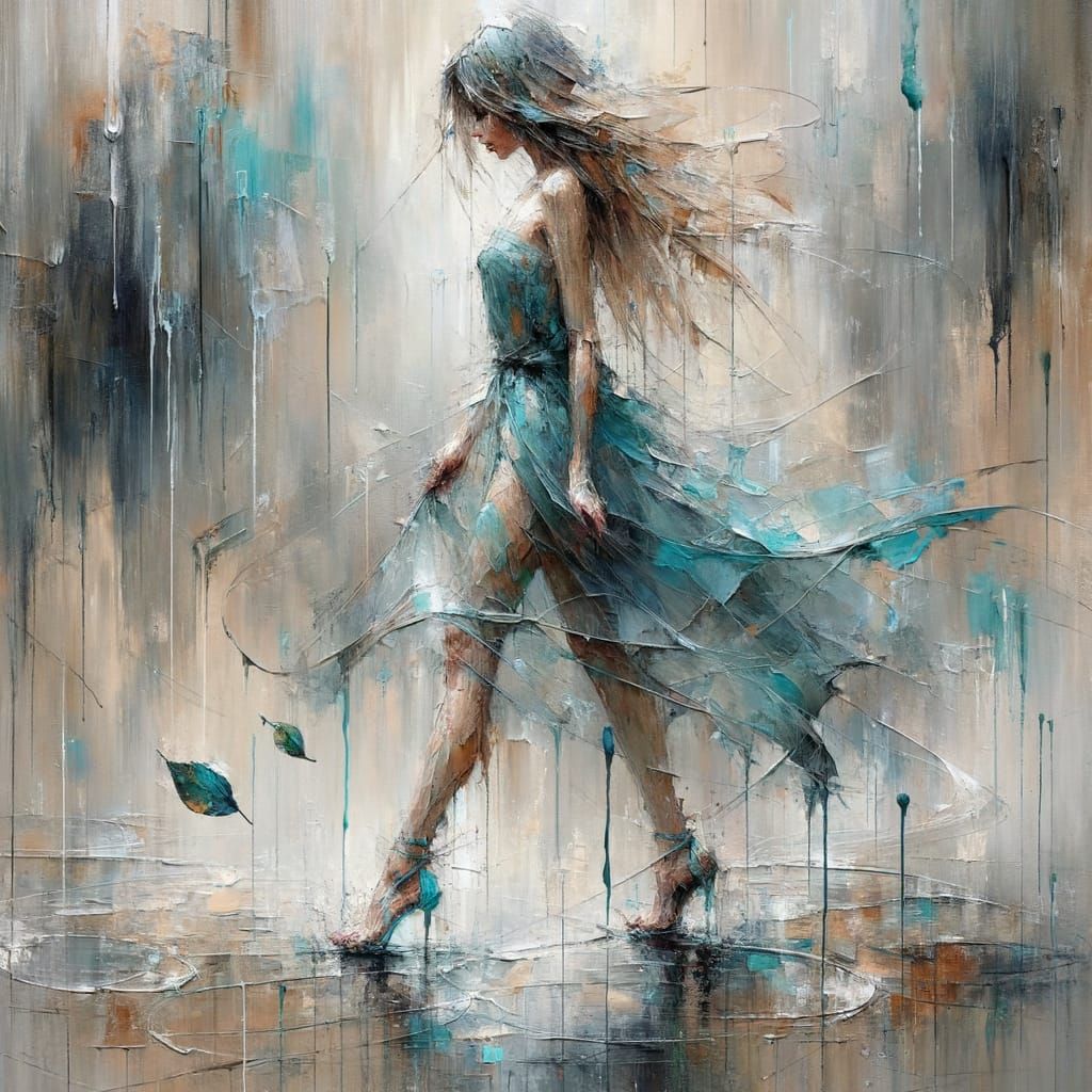 She Walks Through Silver Rain