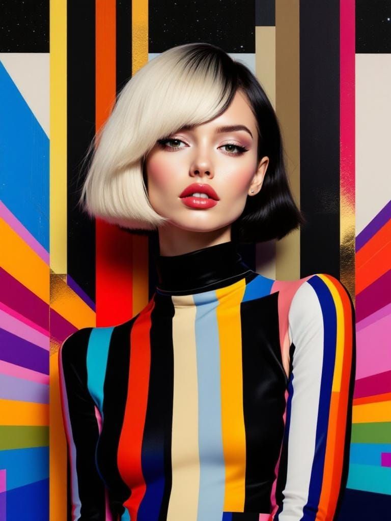 Woman in Hyperrealistic Pop Surrealist Geometric Setting