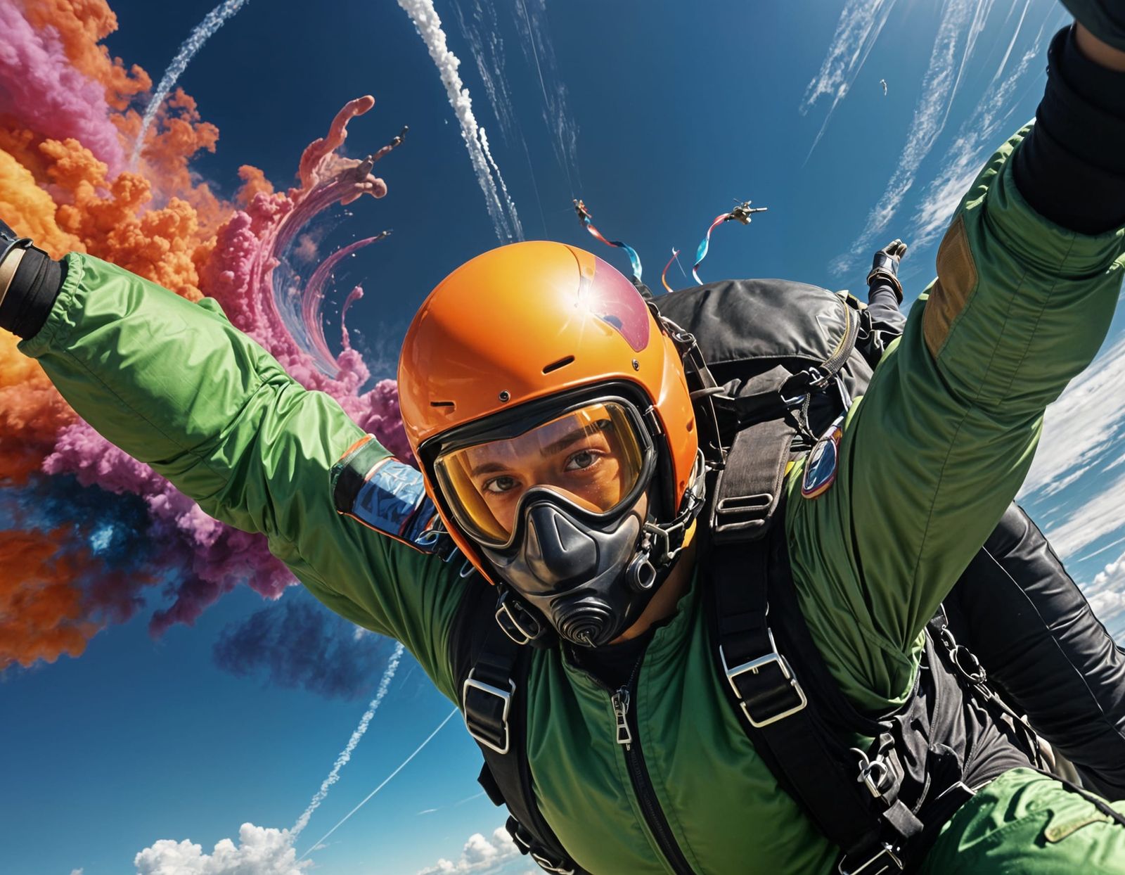 Skydiver in Freefall: Extreme Velocity Close-Up