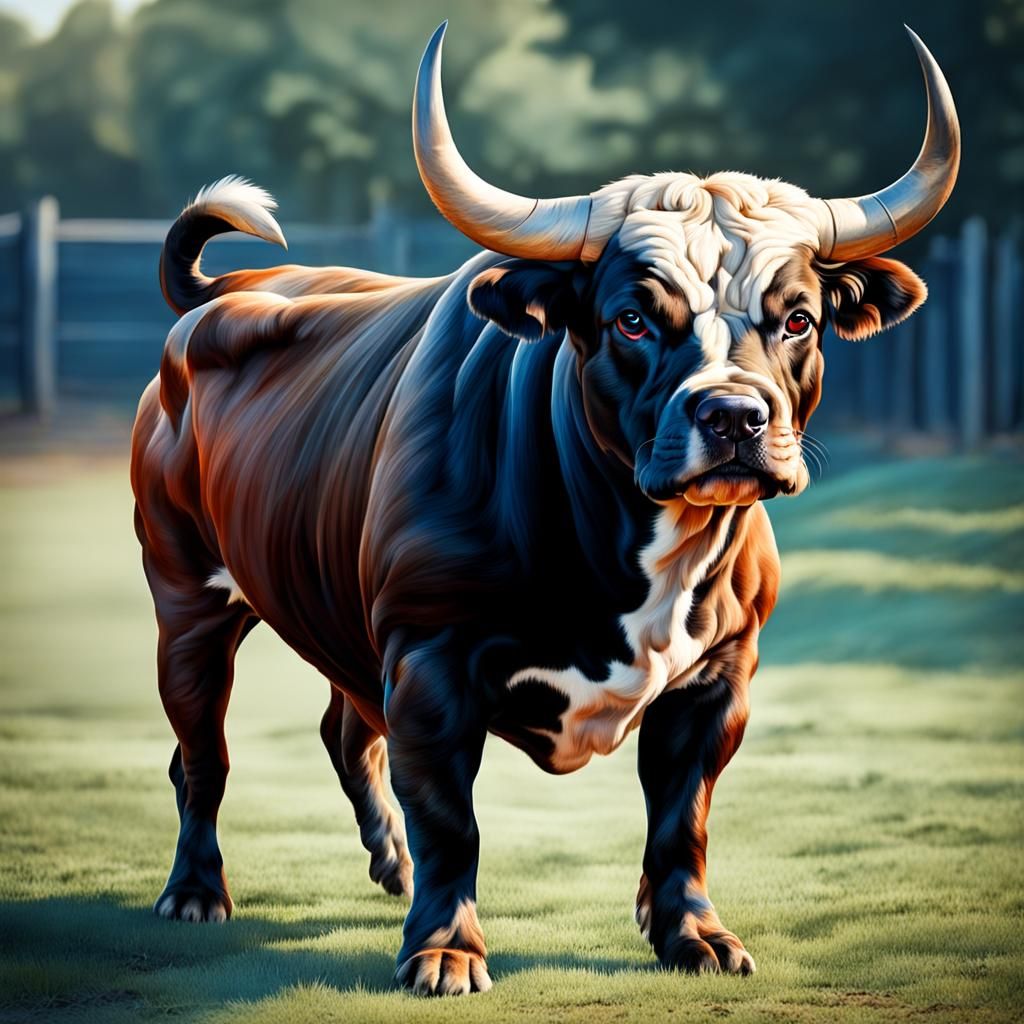 Dog Resembling a Bull: AI-Generated Image