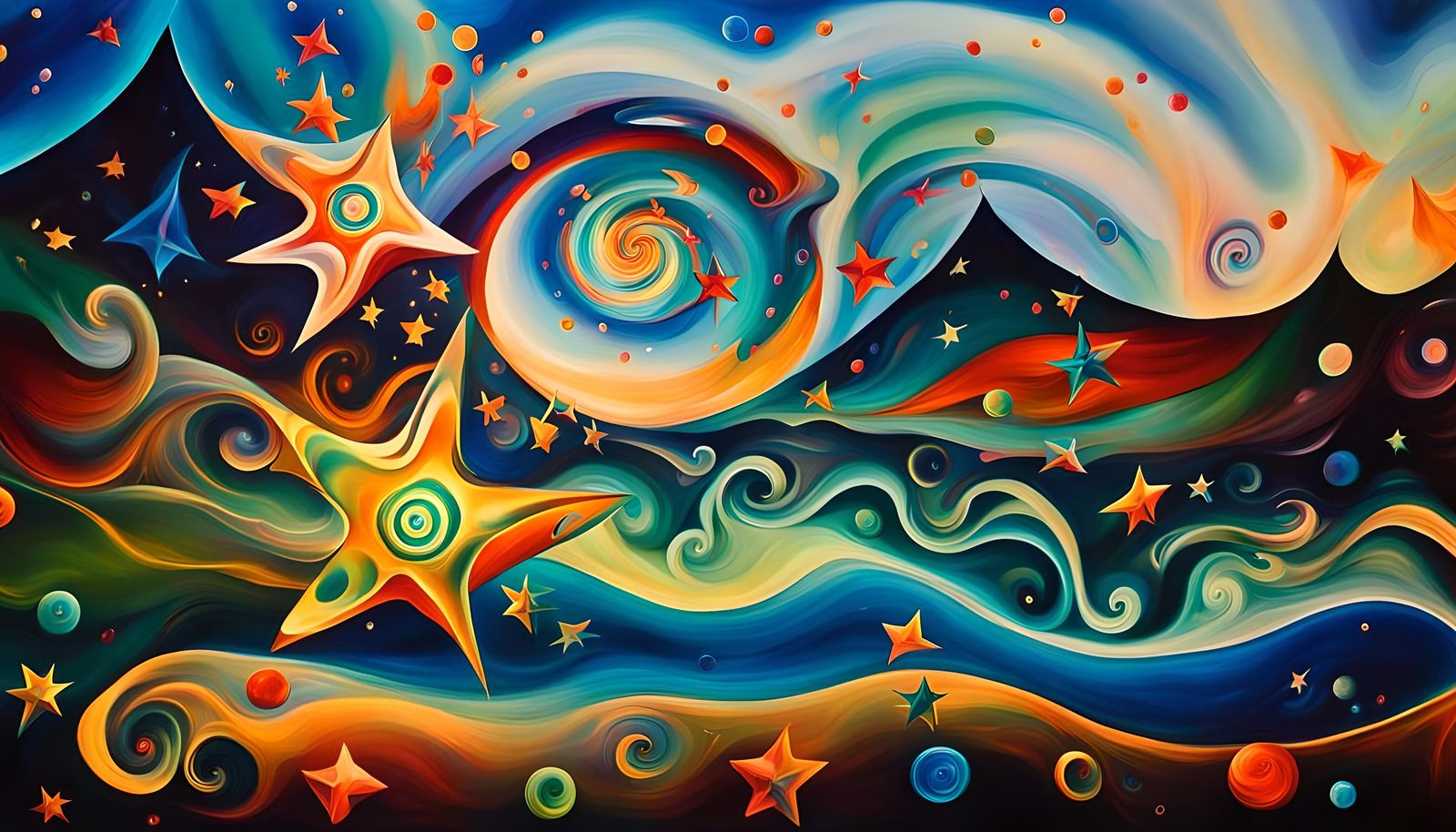 Iridescent Stars in Electro-Magnetic Plasma: Impasto Paintin...