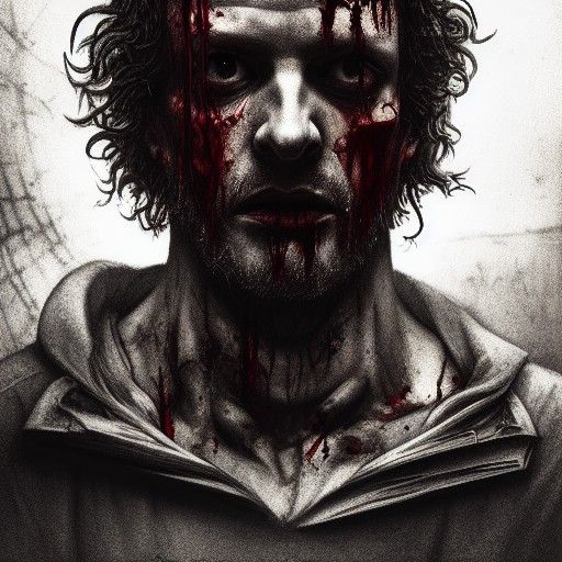 Bloody Psychopath in Horror Photography Style