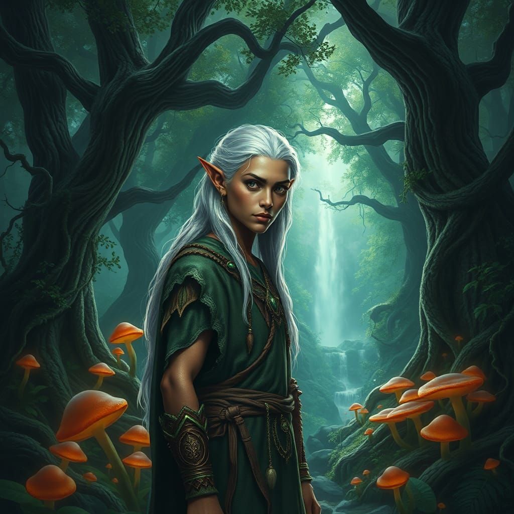 Regal Druid Elf in Mystical Forest