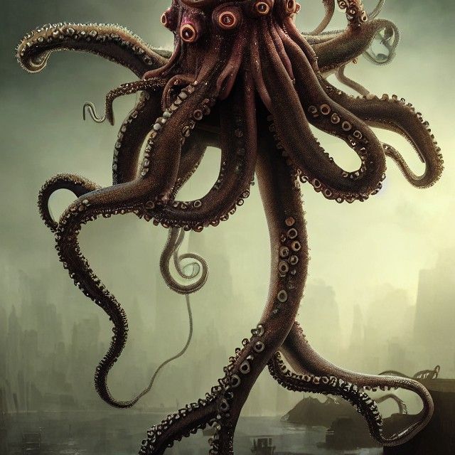 Biopunk Octopus Diorama in Cyber Scarf