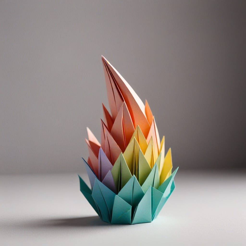 Origami Death's Finger in Soft Pastel Hues