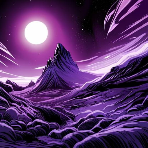 Cosmic Comic Art: Planets in Purple and Blue