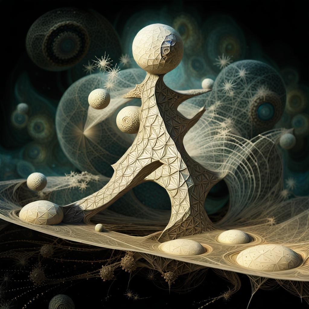 Abstract Painting with Geometric Fractal Elements