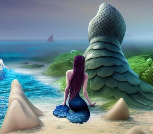 Enchanting Mermaid in a Kelp Forest: Fantasy Art