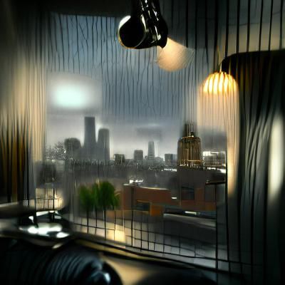 Dramatic City Skyline in Film Noir Style