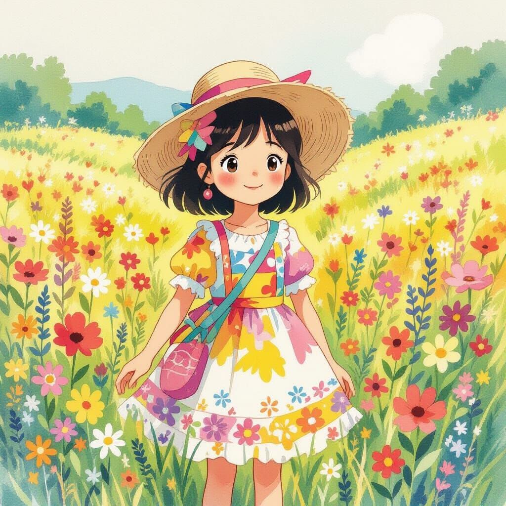 Labubu as Alexan in Meadow, Inspired by Miyazaki