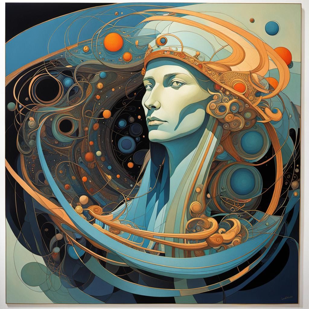 Abstract Art in Moebius Style with Fine Details