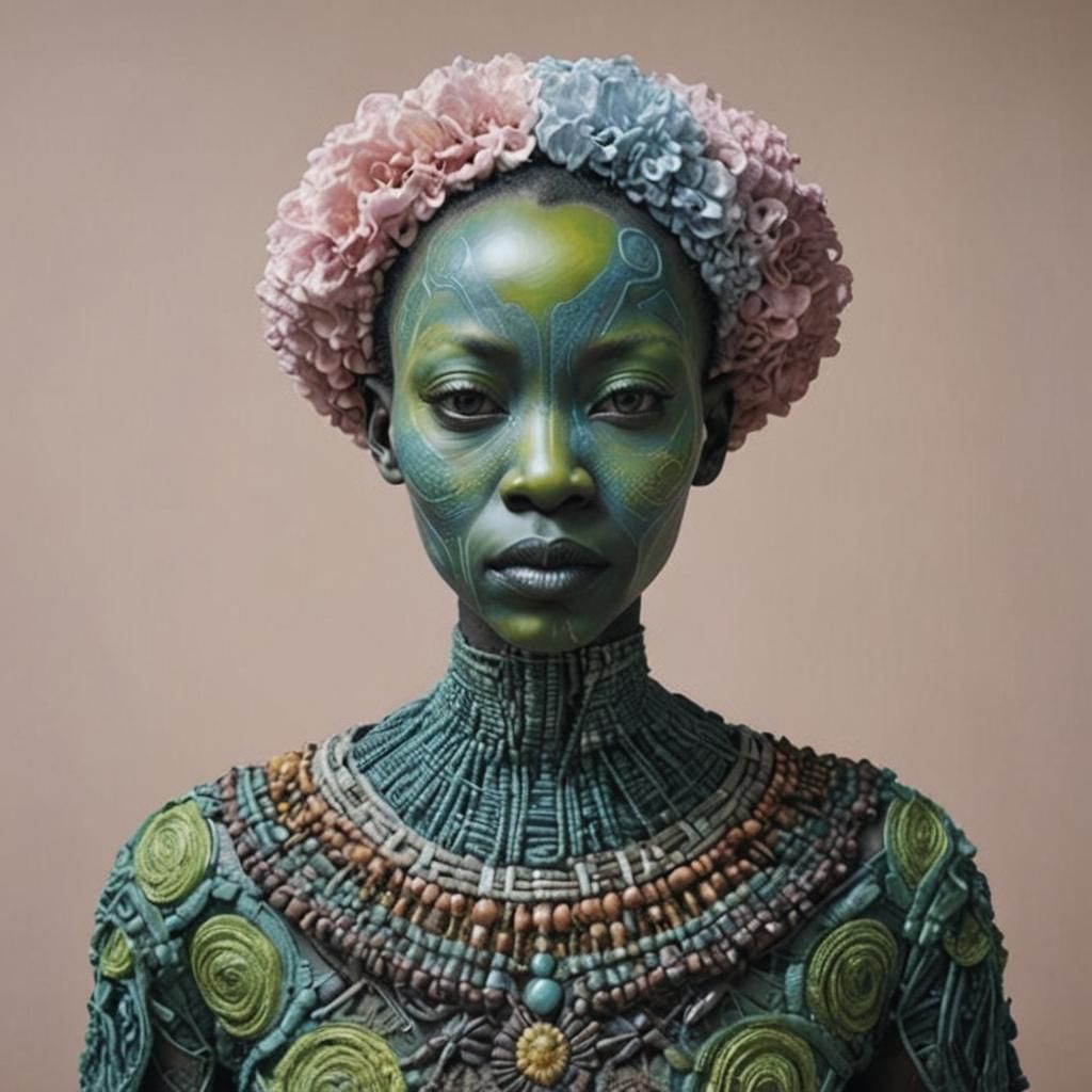 African Folklore Portrait in Pastel Colors