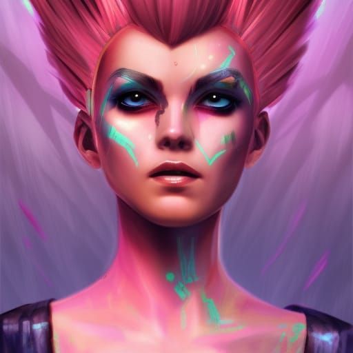 Psychedelic Cyberpunk Punk Rock Princess Portrait