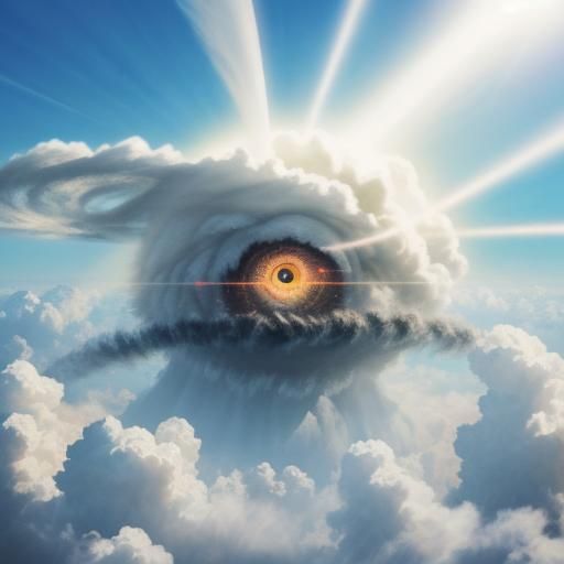 Whimsical Tornado with Googly Eyes in Divine Light